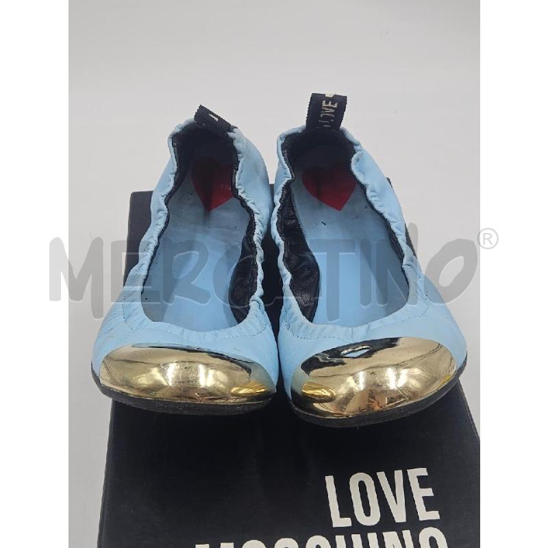 BALLERINA LOVE MOSCHINO AZZURRE PUNTA DORATA CUORE  | Mercatino dell'Usato Verona fiera 2