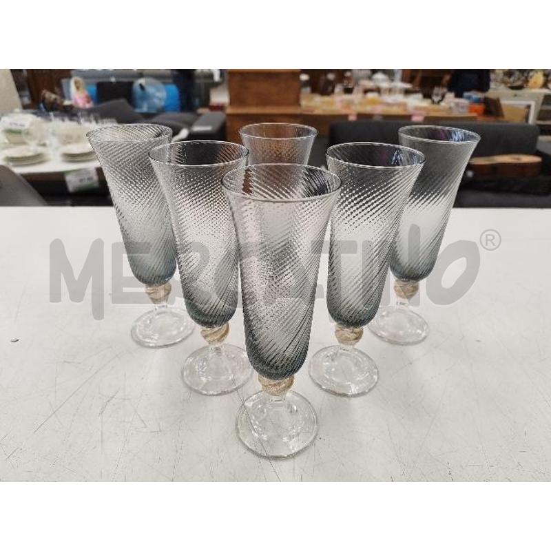 BICCHIERI PZ. 6 MURANO FUME NODO DOR  | Mercatino dell'Usato Verona fiera 1