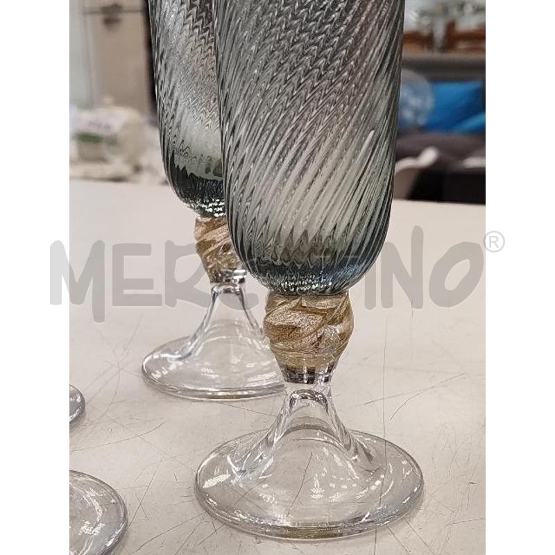 BICCHIERI PZ. 6 MURANO FUME NODO DOR  | Mercatino dell'Usato Verona fiera 2