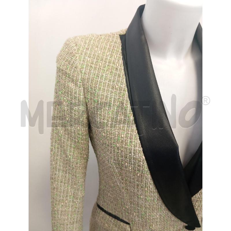 BLAZER DONNA PINKO TWEED VERDE REVER SATIN NERO  | Mercatino dell'Usato Verona fiera 2