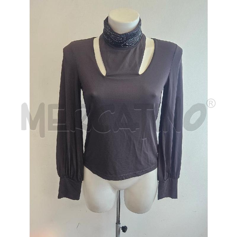 BLUSA D ANGELO MARANI MARRONE COLLO PAILLETTES  | Mercatino dell'Usato Verona fiera 1