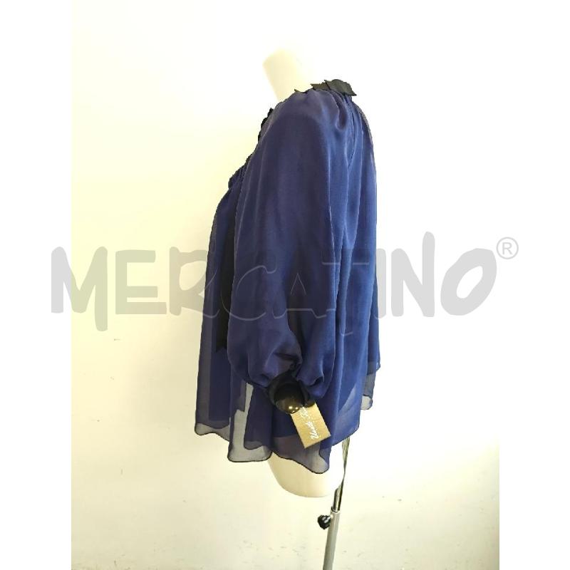 BLUSA D DIAN VON FURRSTENBERG BLU FIOCCO NERO  | Mercatino dell'Usato Verona fiera 2