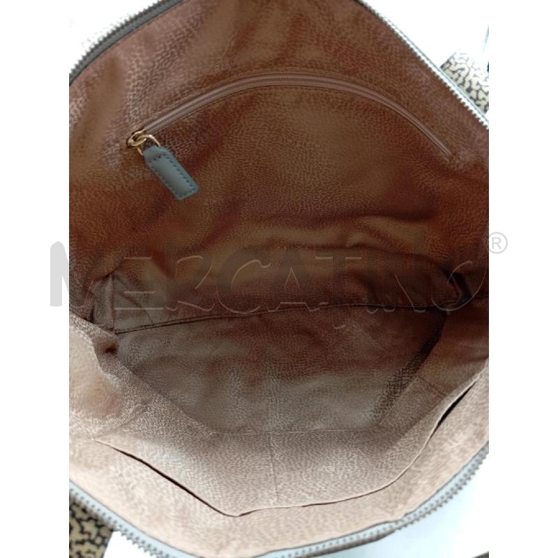 BORSA A SPALLA BORBONESE NYLON GRIGIO INSERTI STAMPA TAPIRO | Mercatino dell'Usato Verona fiera 3