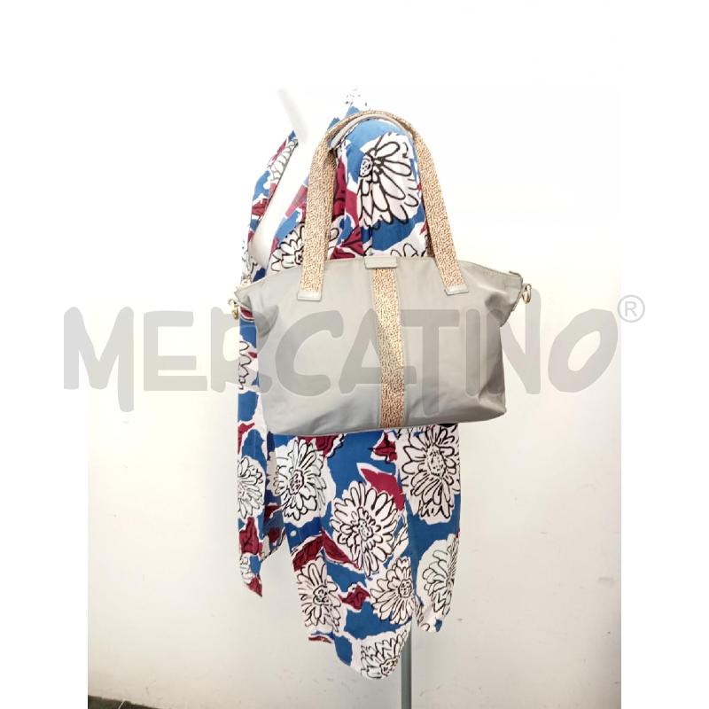 BORSA A SPALLA BORBONESE NYLON GRIGIO INSERTI STAMPA TAPIRO | Mercatino dell'Usato Verona fiera 5