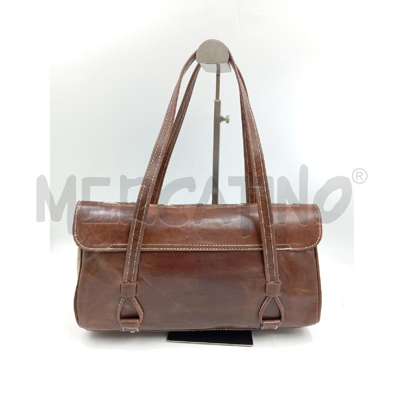 BORSA A SPALLA MALIPARMI TESSUTO BEIGE CUOIO MARRONE  | Mercatino dell'Usato Verona fiera 2