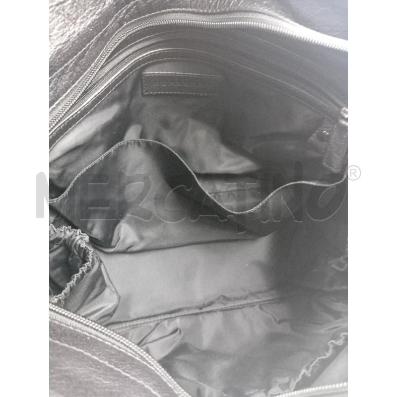 BORSA A SPALLA TESSUTO INSERTI PELLE NERA | Mercatino dell'Usato Verona fiera 2