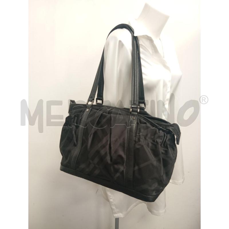 BORSA A SPALLA TESSUTO INSERTI PELLE NERA | Mercatino dell'Usato Verona fiera 4
