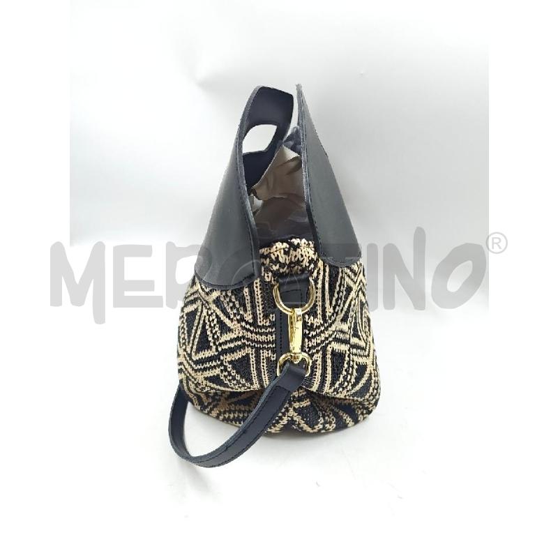 BORSA DONNA A MANO CON TRACOLLA JACQUARD NERA BEIGE  | Mercatino dell'Usato Verona fiera 3