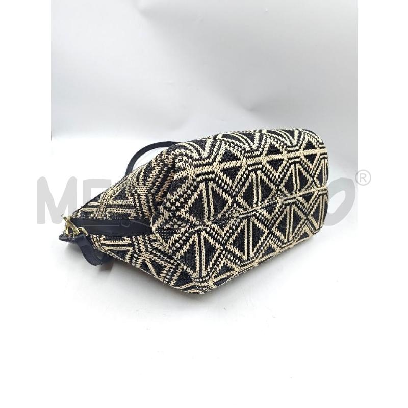 BORSA DONNA A MANO CON TRACOLLA JACQUARD NERA BEIGE  | Mercatino dell'Usato Verona fiera 4