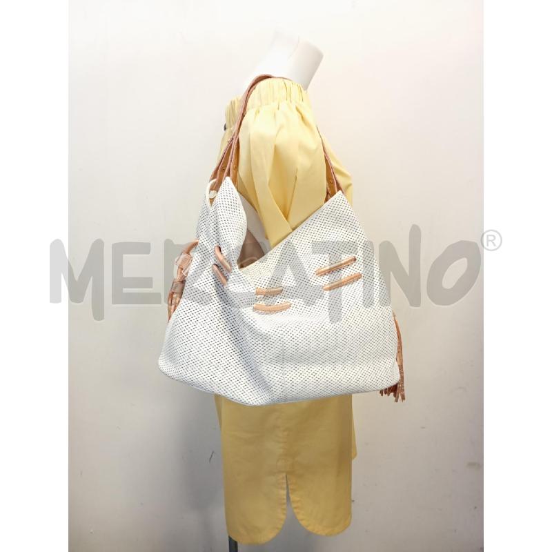 BORSA DONNA FRAU BIANCA TRAFORATA MANICI DORATI | Mercatino dell'Usato Verona fiera 5