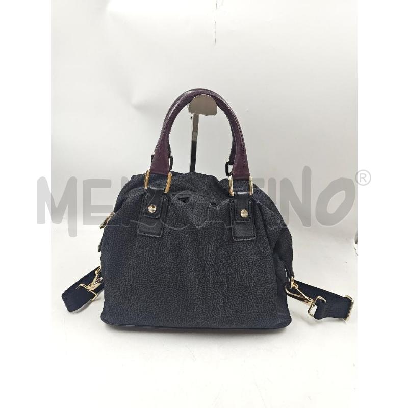 BORSA D BORBONESE NYLON NERA MANICI BORDEAUX IN PELLE  | Mercatino dell'Usato Verona fiera 1