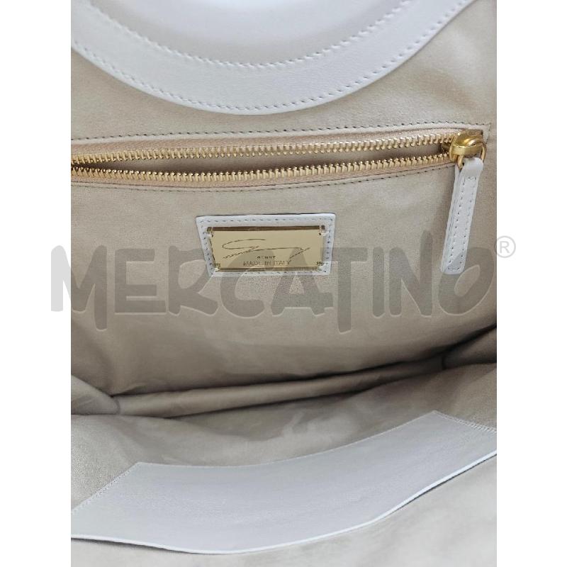 BORSA D GENNY PELLE A RIGHE VERDE STAMPA CARTOLINE  | Mercatino dell'Usato Verona fiera 2