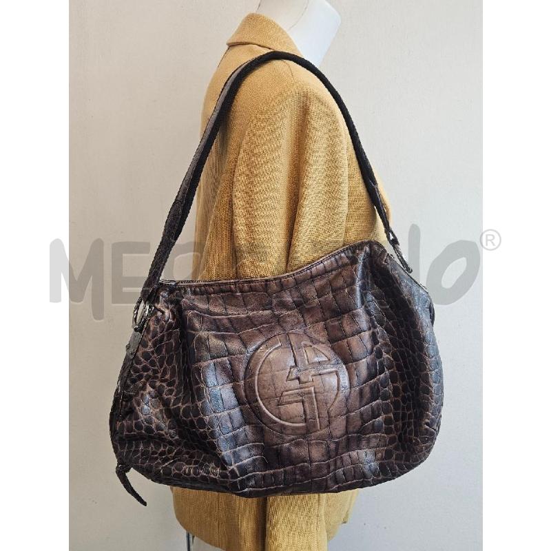 BORSA D GIORGIO ARMANI STAMPA COCCO MARRONE  | Mercatino dell'Usato Verona fiera 5