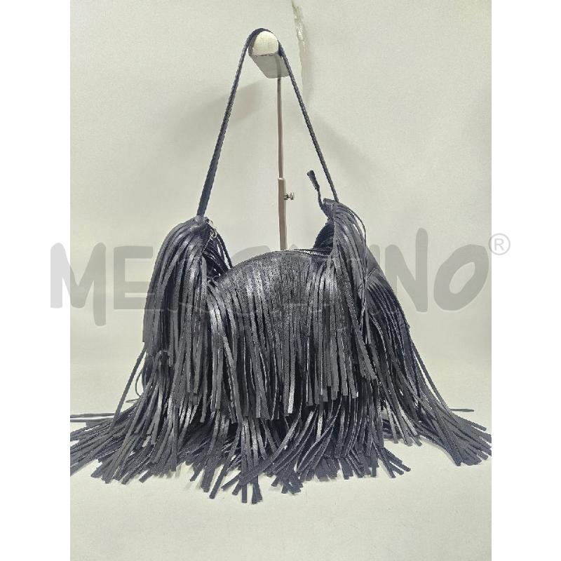 BORSA D LIVIANA CONTI NERA PELLE VEGANA CON FRANGIA  | Mercatino dell'Usato Verona fiera 1