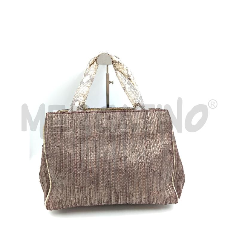 BORSA D SILVIA MORINI MARRONE MANICI STAMPA PITONE  | Mercatino dell'Usato Verona fiera 1