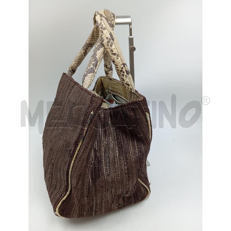 BORSA D SILVIA MORINI MARRONE MANICI STAMPA PITONE  | Mercatino dell'Usato Verona fiera 2