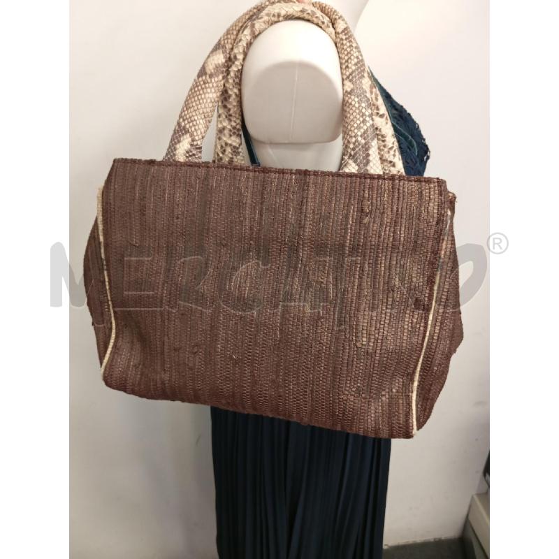 BORSA D SILVIA MORINI MARRONE MANICI STAMPA PITONE  | Mercatino dell'Usato Verona fiera 4
