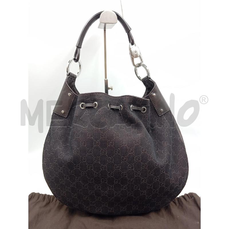 BORSA GUCCI TESSUTO MARRONE GG INSERTI PELLE | Mercatino dell'Usato Verona fiera 2
