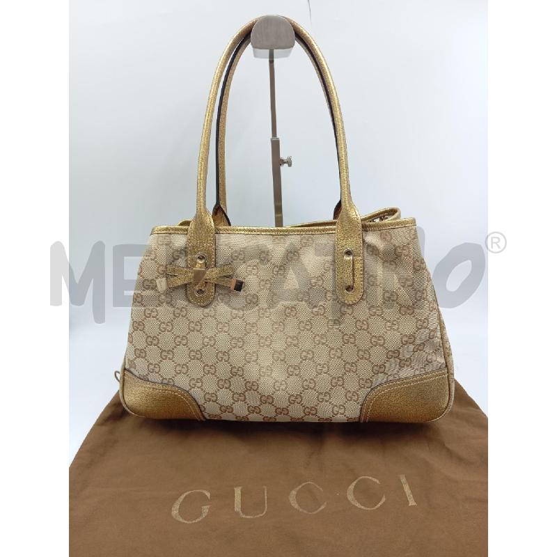 BORSA PRINCY GUCCI TESSUTO GG INSERTI PELLE DORATA | Mercatino dell'Usato Verona fiera 1