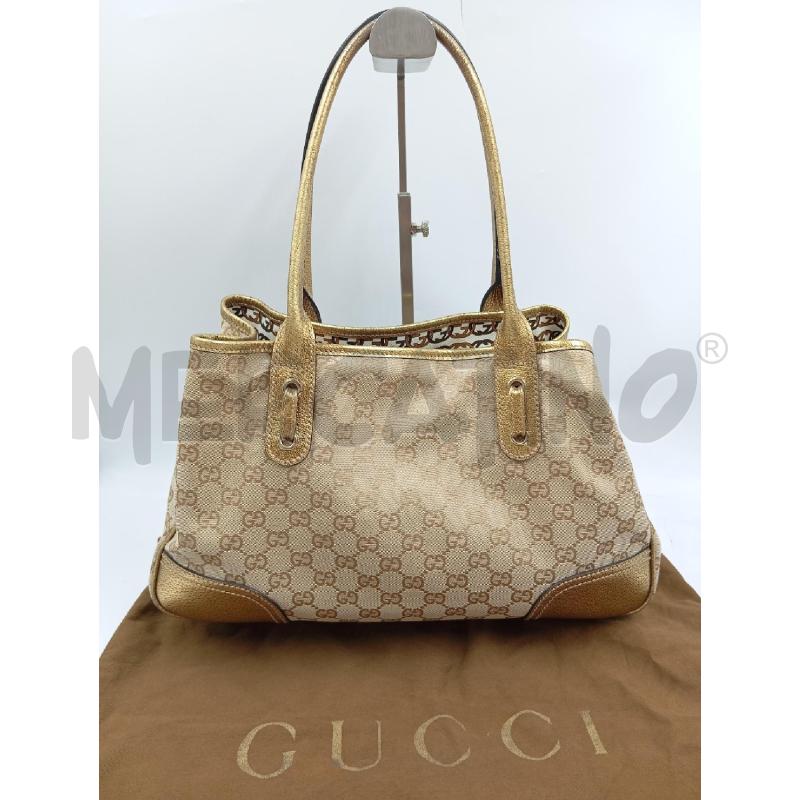 BORSA PRINCY GUCCI TESSUTO GG INSERTI PELLE DORATA | Mercatino dell'Usato Verona fiera 2