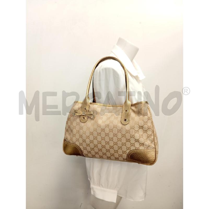 BORSA PRINCY GUCCI TESSUTO GG INSERTI PELLE DORATA | Mercatino dell'Usato Verona fiera 5