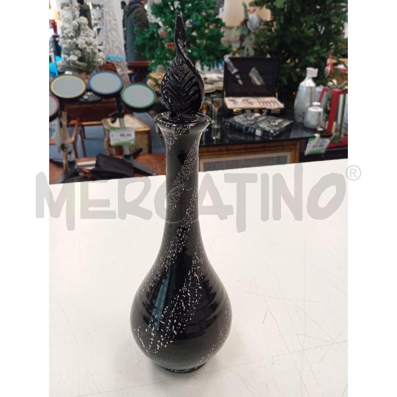 BOTTIGLIA VETRO NERO BIANCO TAPPO FOGLIA | Mercatino dell'Usato Verona fiera 1