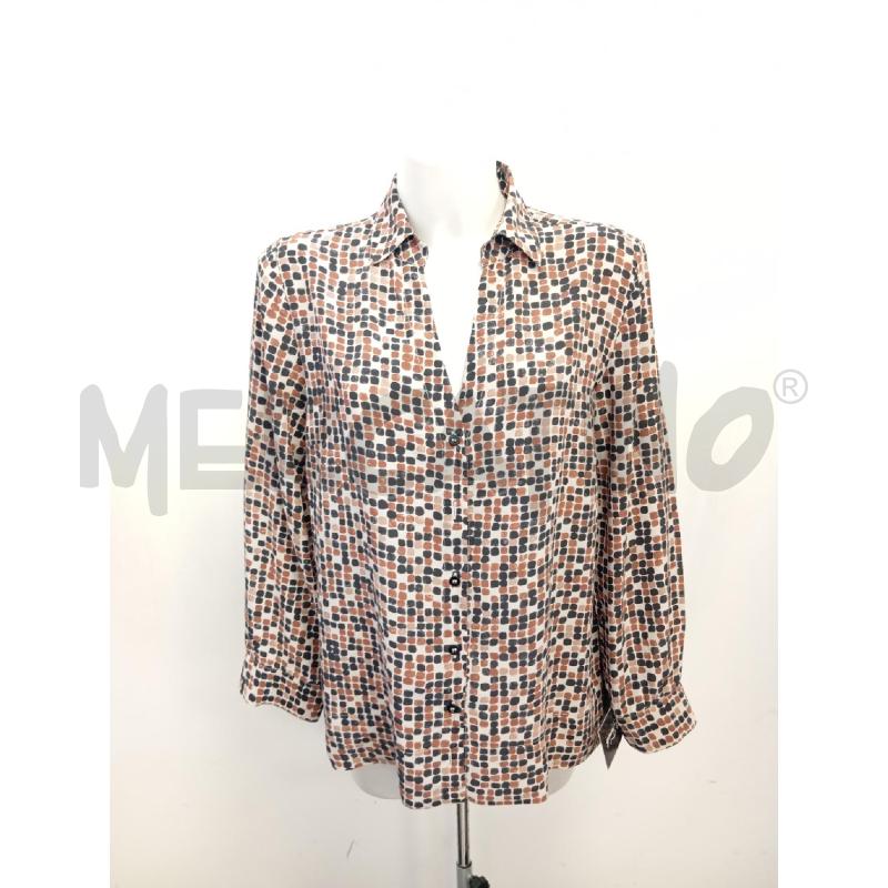 CAMICIA DONNA ALTEA SETA BEIGE QUADRATI MARRONE NERO | Mercatino dell'Usato Verona fiera 1