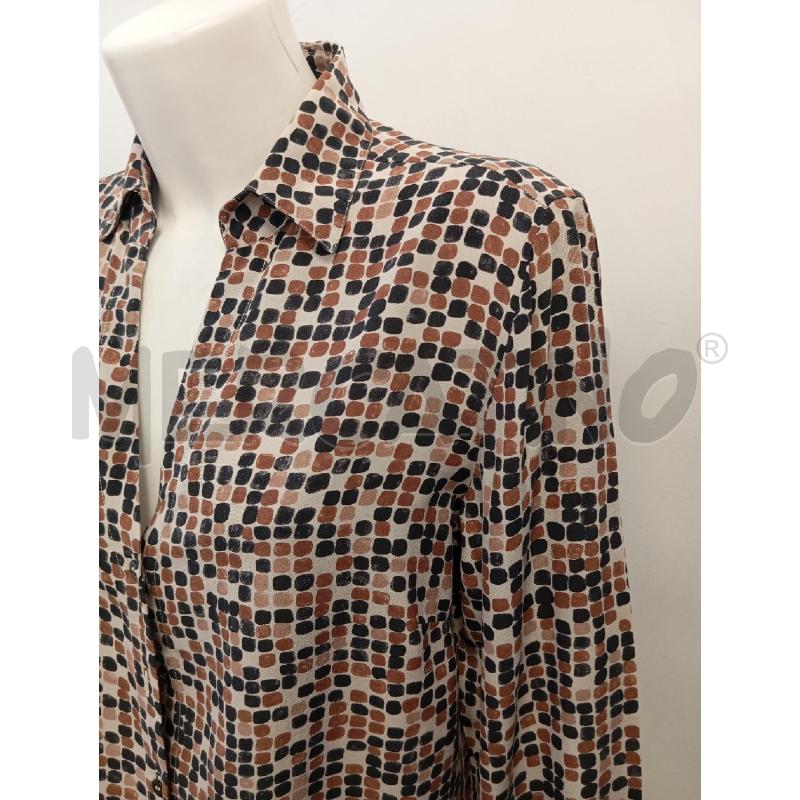 CAMICIA DONNA ALTEA SETA BEIGE QUADRATI MARRONE NERO | Mercatino dell'Usato Verona fiera 2