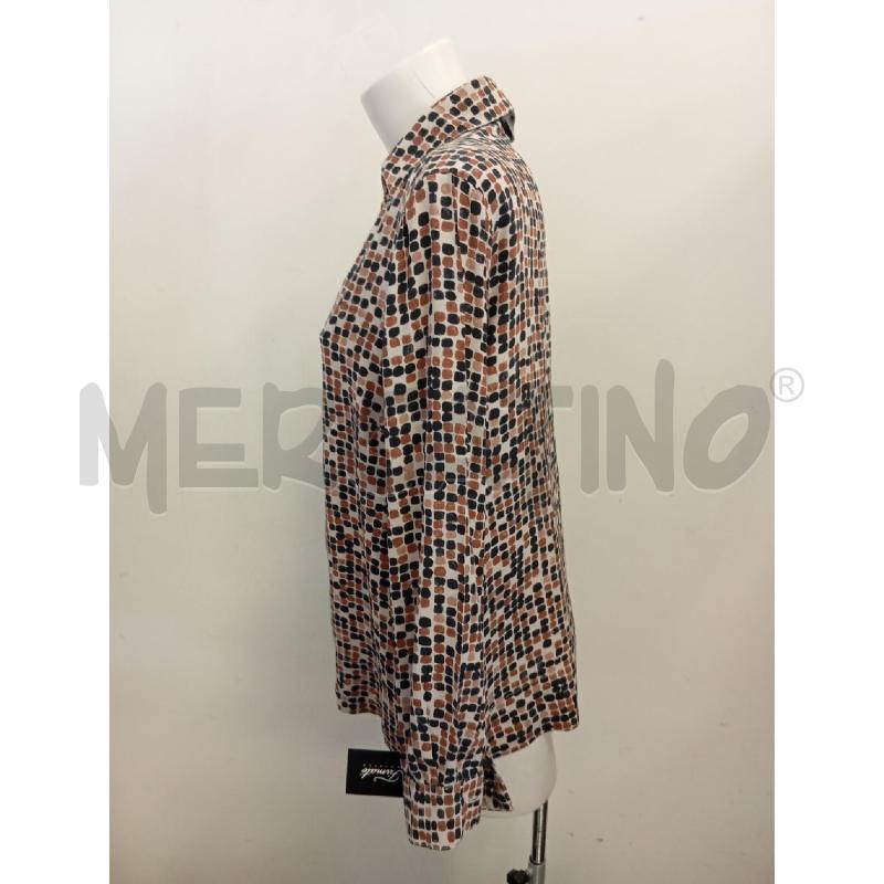 CAMICIA DONNA ALTEA SETA BEIGE QUADRATI MARRONE NERO | Mercatino dell'Usato Verona fiera 3