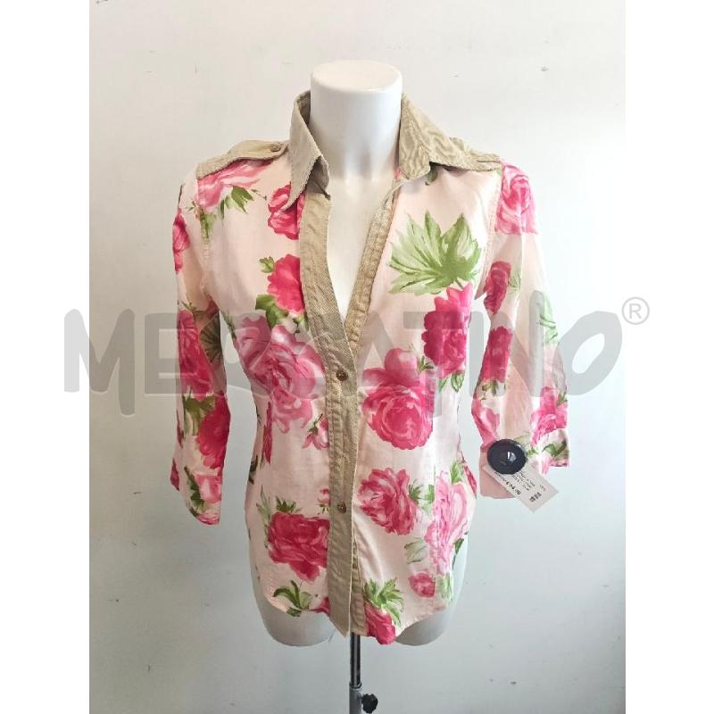 CAMICIA D COAST FIORI ROSSI BORDI E COLLETTO BEIGE  | Mercatino dell'Usato Verona fiera 1
