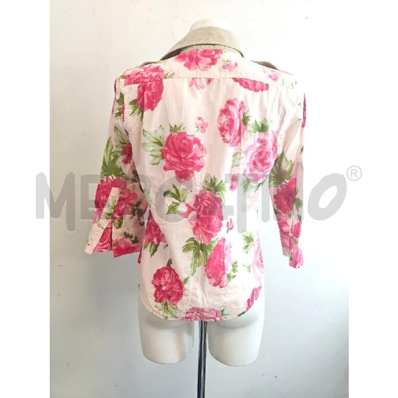 CAMICIA D COAST FIORI ROSSI BORDI E COLLETTO BEIGE  | Mercatino dell'Usato Verona fiera 3
