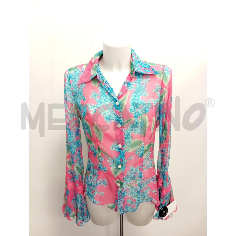 CAMICIA D D&G ROSA FIORI BLU MISTO SETA  | Mercatino dell'Usato Verona fiera 1