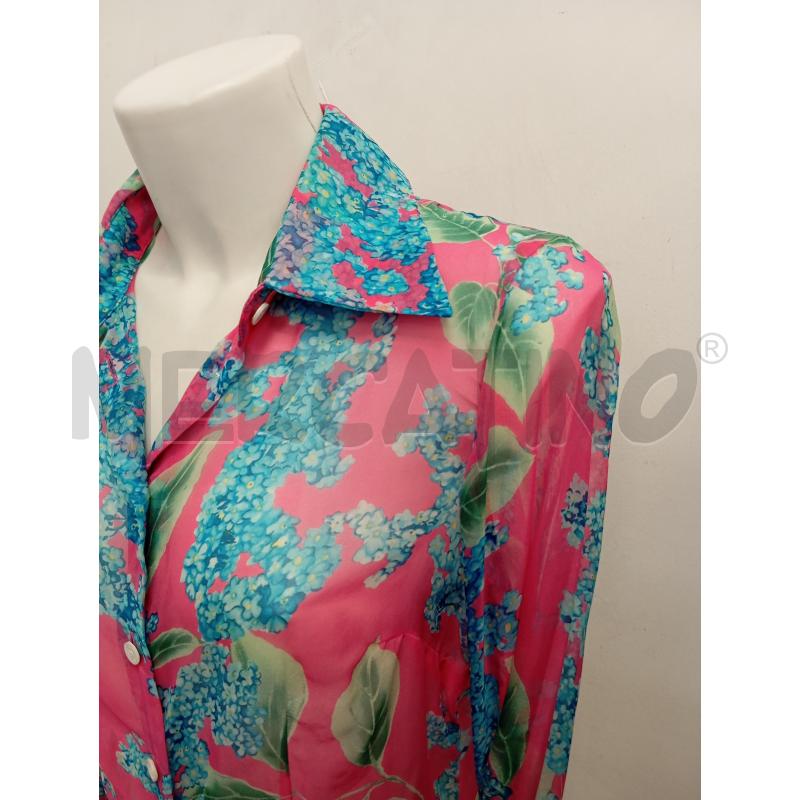 CAMICIA D D&G ROSA FIORI BLU MISTO SETA  | Mercatino dell'Usato Verona fiera 2