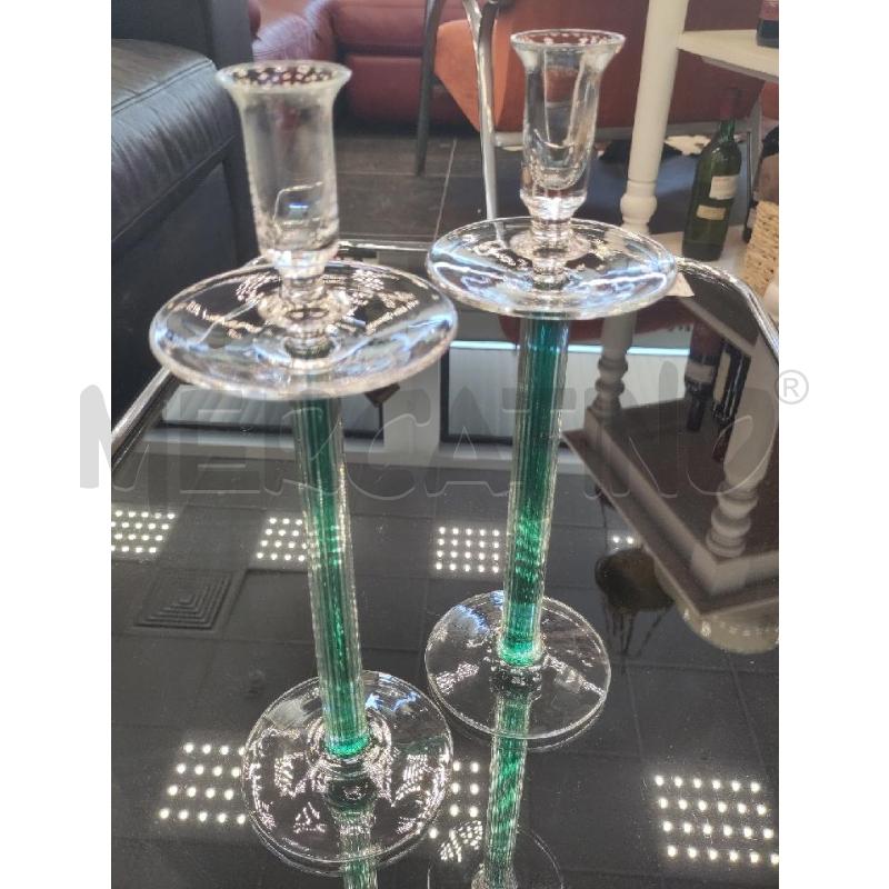 CANDELABRI IVV PZ. 2 MONOLUCE VETR TRASP/VERD | Mercatino dell'Usato Verona fiera 1