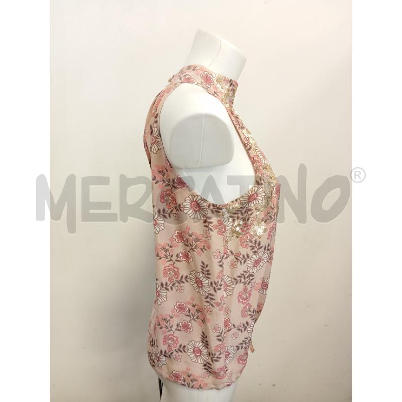 CANOTTA DONNA SETA TRUSSARDI ROSA FIORI PAILLETTES | Mercatino dell'Usato Verona fiera 3