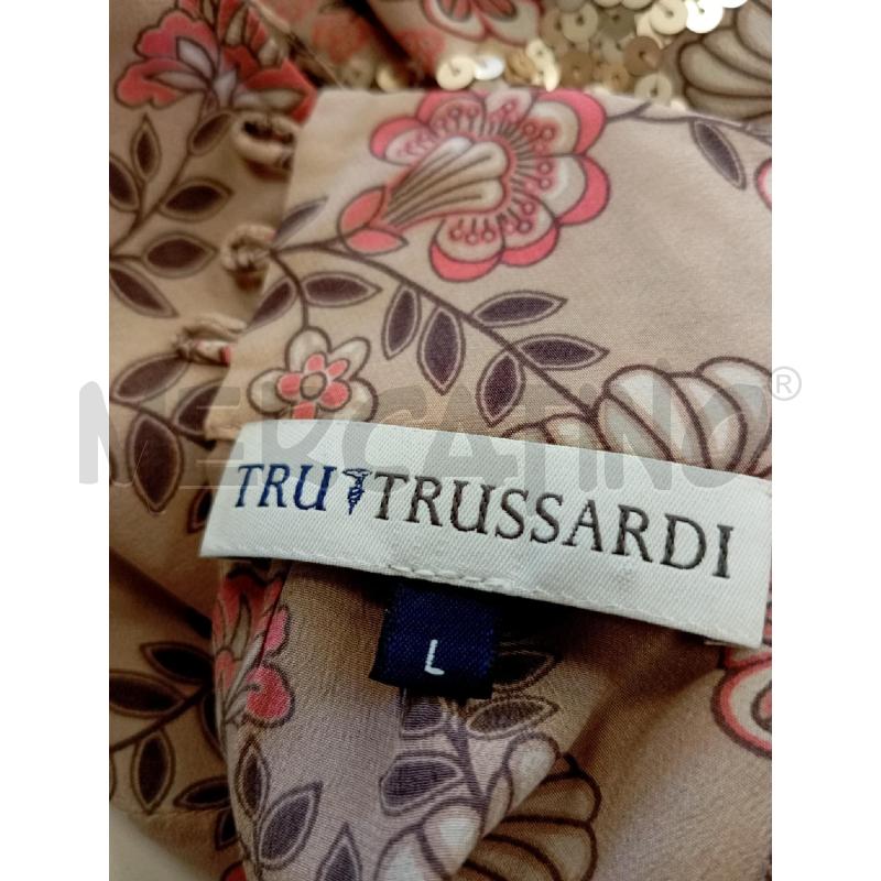 CANOTTA DONNA SETA TRUSSARDI ROSA FIORI PAILLETTES | Mercatino dell'Usato Verona fiera 5