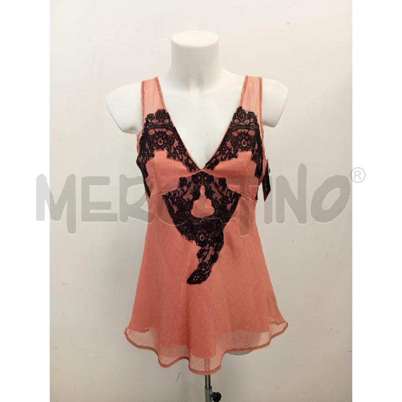 CANOTTA DONNA TWIN SET SALMONE PIZZO NERO  | Mercatino dell'Usato Verona fiera 1