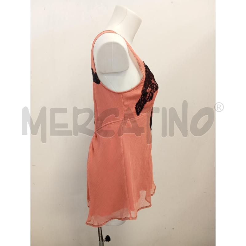 CANOTTA DONNA TWIN SET SALMONE PIZZO NERO  | Mercatino dell'Usato Verona fiera 3