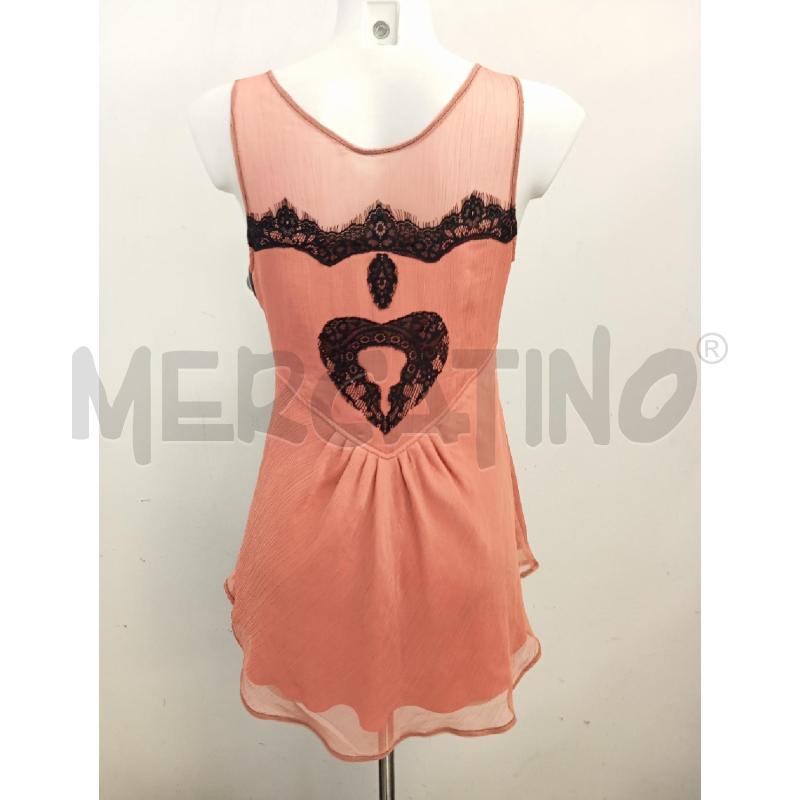 CANOTTA DONNA TWIN SET SALMONE PIZZO NERO  | Mercatino dell'Usato Verona fiera 4