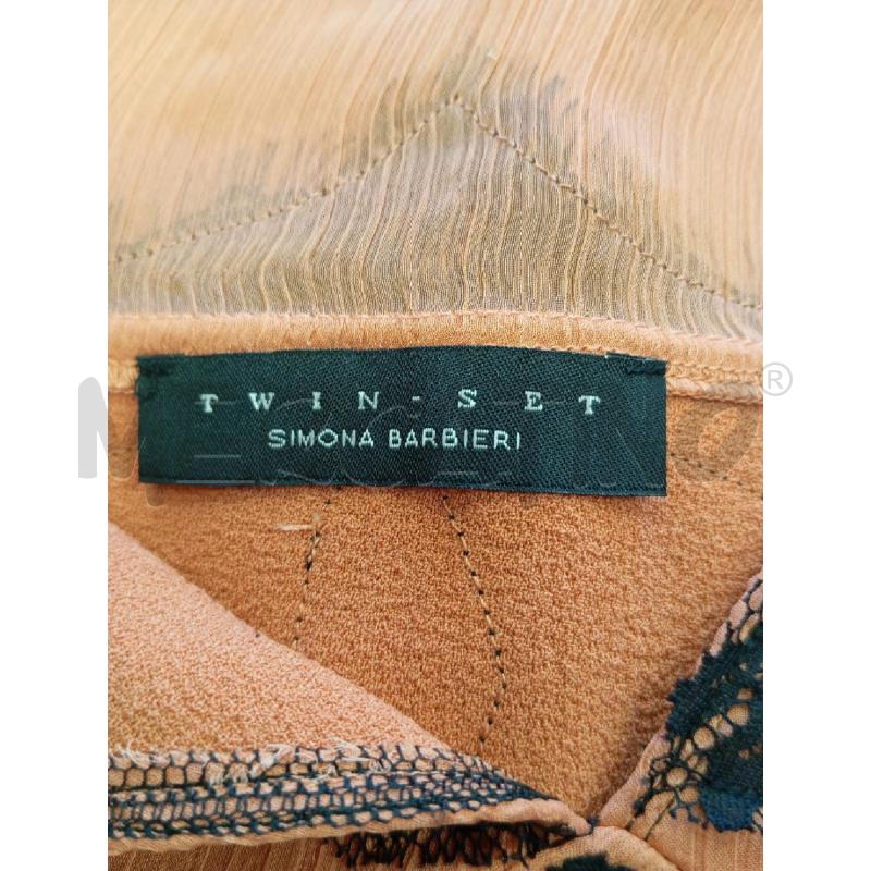CANOTTA DONNA TWIN SET SALMONE PIZZO NERO  | Mercatino dell'Usato Verona fiera 5