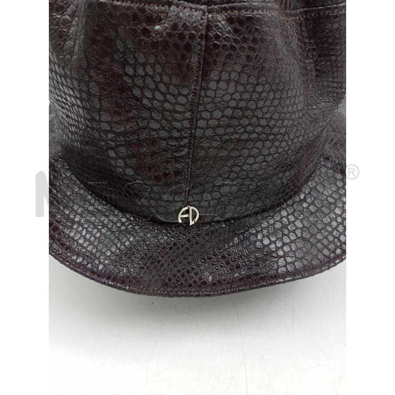 CAPPELLO D FABIENNE DELVIGNE MARRONE STAMPA RILIEVO PITONATA   | Mercatino dell'Usato Verona fiera 2