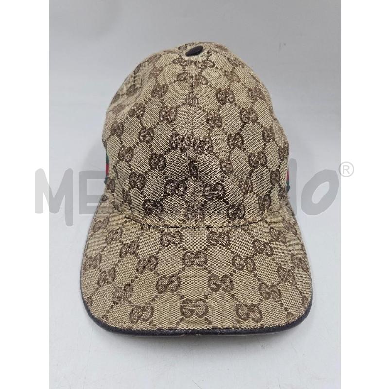 CAPPELLO U GUCCI BASEBALL CON WEB INSERTI PELLE MARRONE  | Mercatino dell'Usato Verona fiera 2