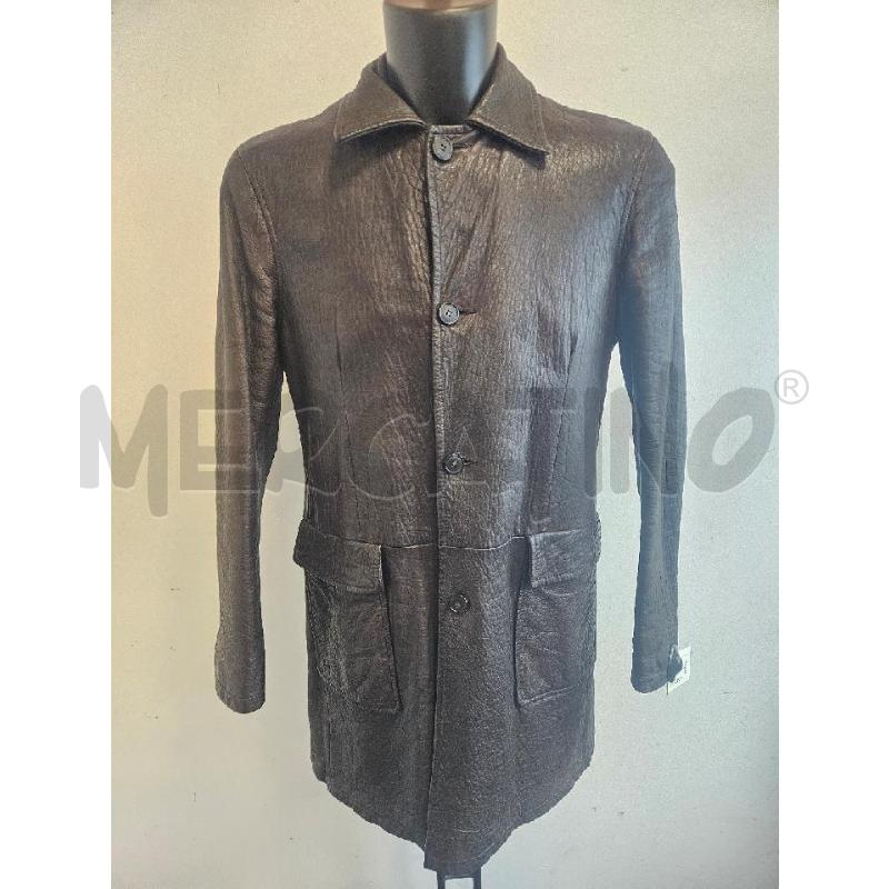 CAPPOTTO IN PELLE MARRONE GARRETT EFFETTO STROPICCIATO  | Mercatino dell'Usato Verona fiera 1