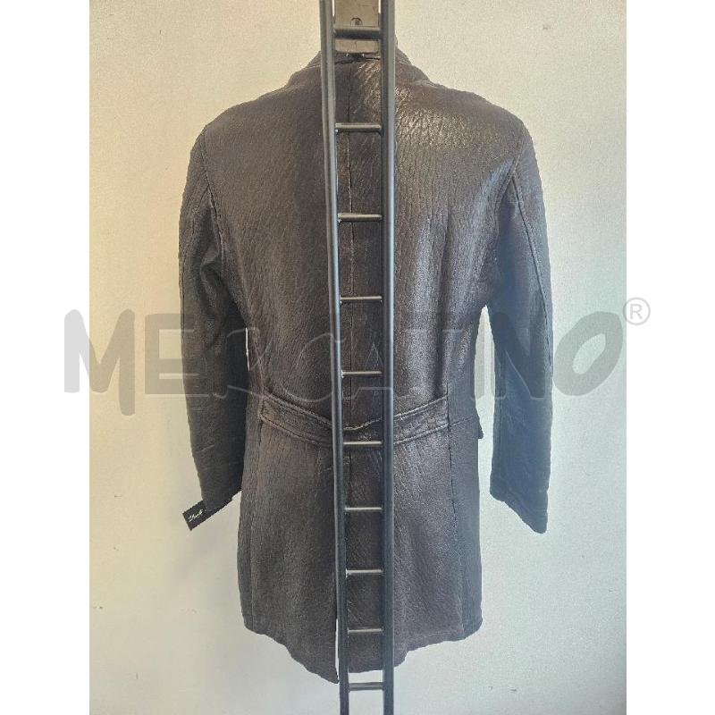 CAPPOTTO IN PELLE MARRONE GARRETT EFFETTO STROPICCIATO  | Mercatino dell'Usato Verona fiera 3
