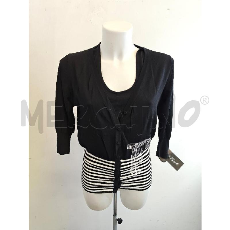 CARDIGAN+CANOTTA  D FERRE NERA RIGHE BIA  | Mercatino dell'Usato Verona fiera 1