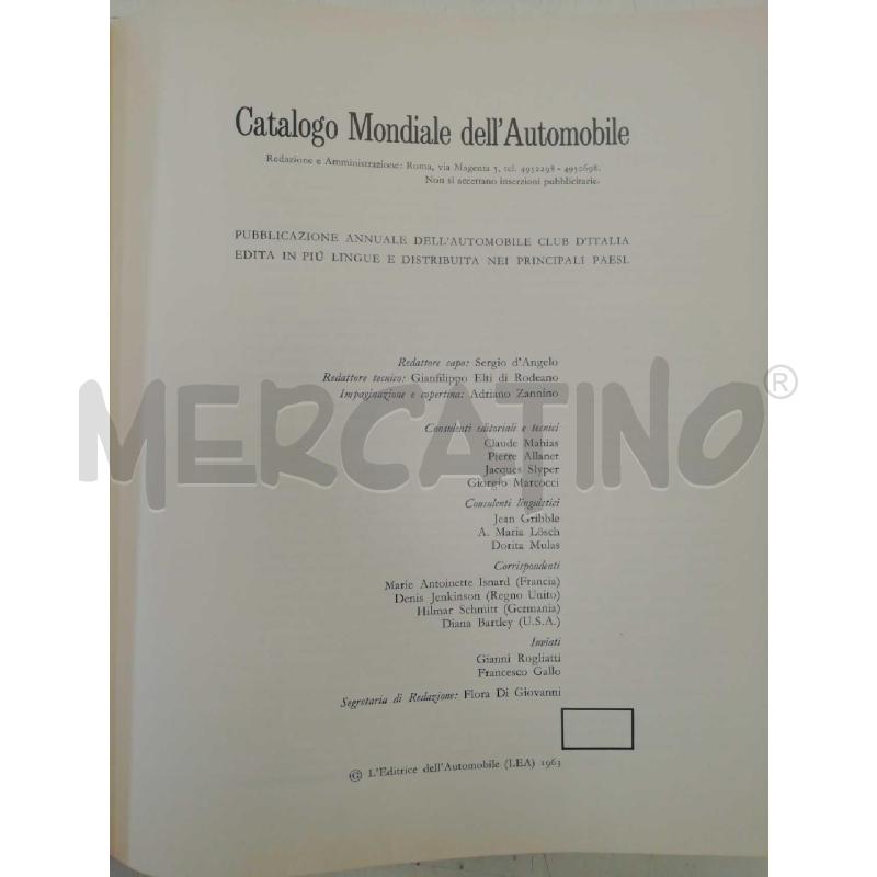 CATALOGO MONDIALE AUTOMOBILE 1963 | Mercatino dell'Usato Verona fiera 5