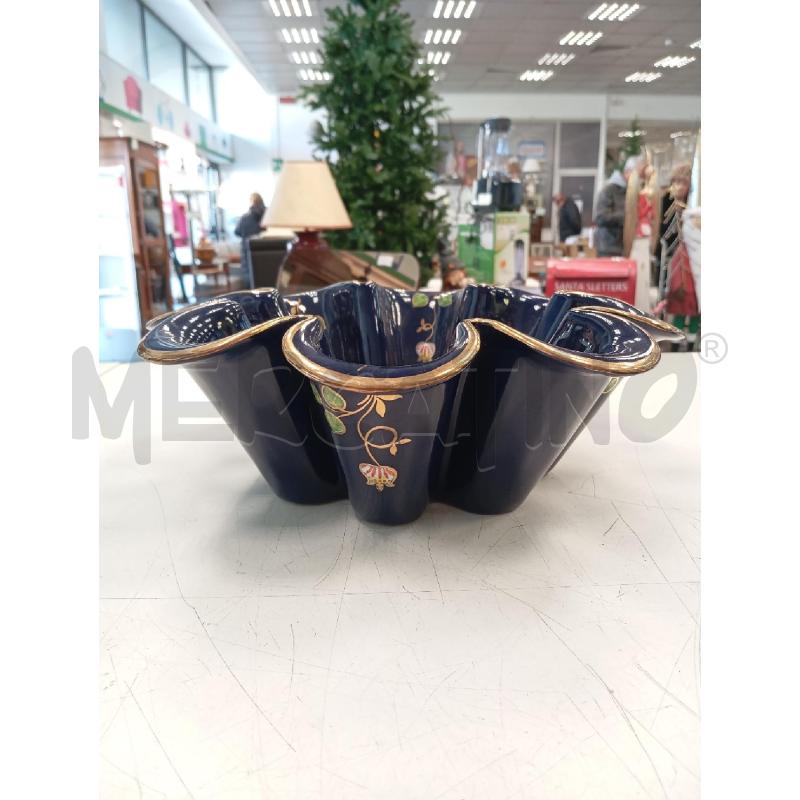 CESTINO CER ONDUL DERUTA BLU DEC FIORE B/DOR | Mercatino dell'Usato Verona fiera 1