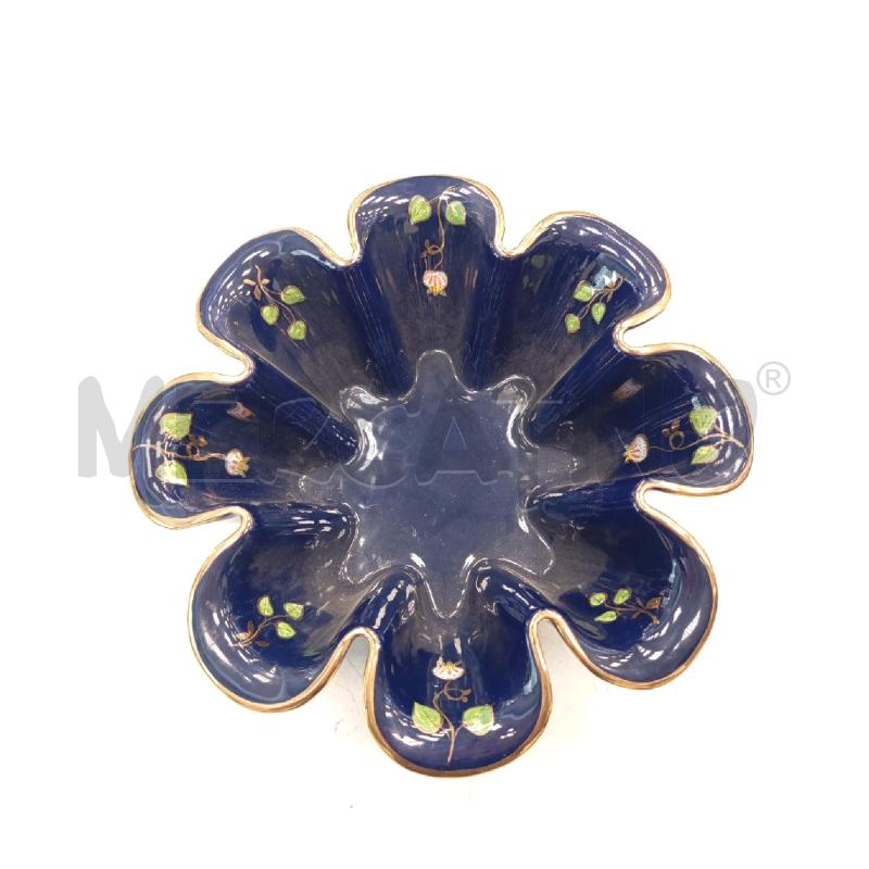 CESTINO CER ONDUL DERUTA BLU DEC FIORE B/DOR | Mercatino dell'Usato Verona fiera 2