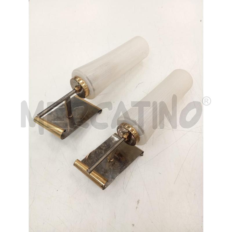 COPPIA APPLIQUE METALLO DORATO VETRO SATINATO INCISO | Mercatino dell'Usato Verona fiera 1