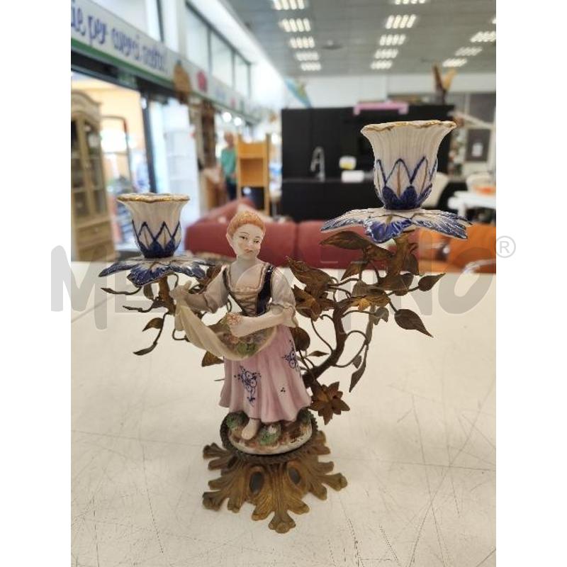 COPPIA CANDELABRI UOMO DONNA CER MET DOR FOGLIE ARBUSTI | Mercatino dell'Usato Verona fiera 2